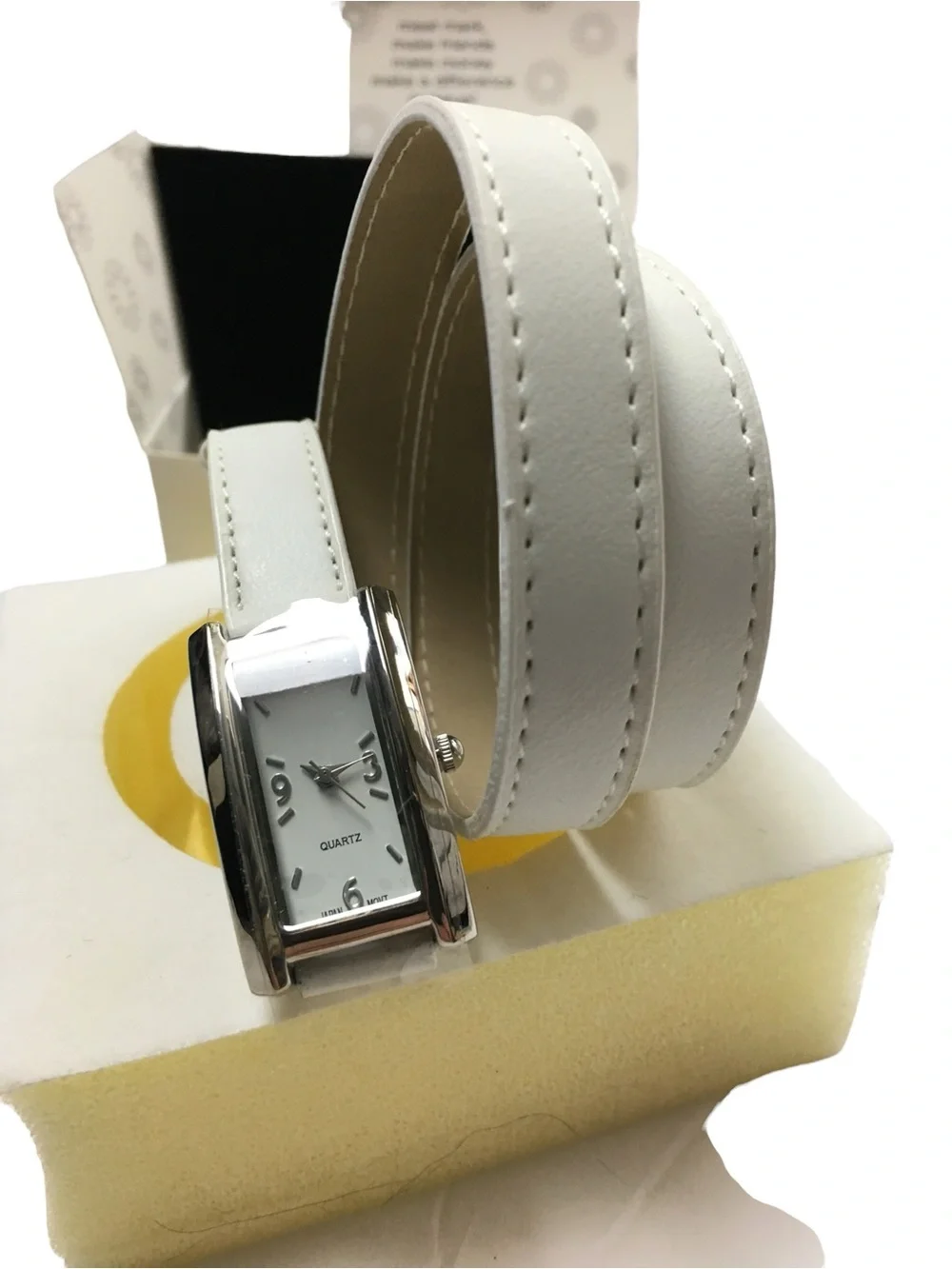 mark. Skinny Wrap Watch Faux Leather Silvertone Rectangle Face Avon 2004 RARE
